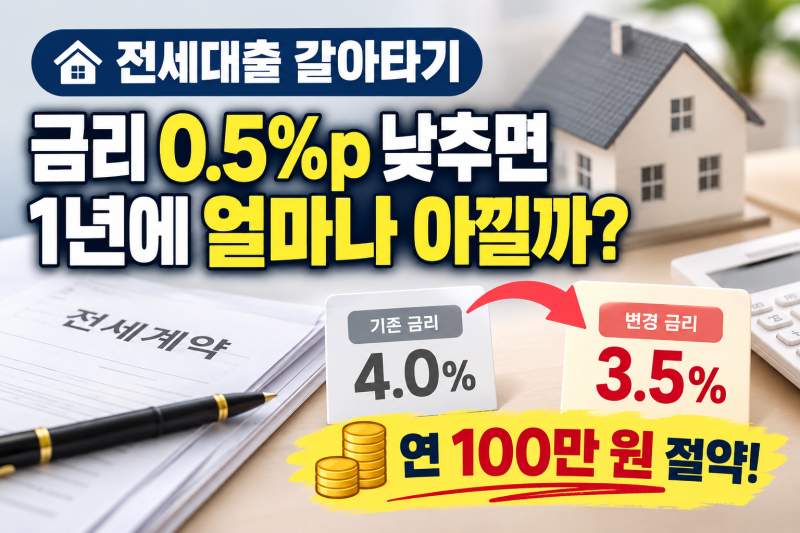 전세대출 갈아타기, 금리 0.5%p만 낮춰도 얼마나 아낄까?｜조건·비용·신청방법