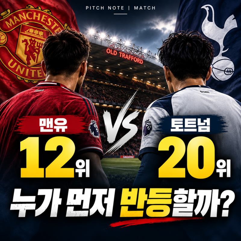 맨유 토트넘, 12위와 최하위 맞대결… 누가 먼저 반등할까?