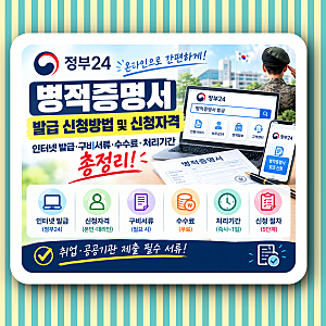 정부 24 병적증명서 발급 신청방법 및 신청 자격. 인터넷 발급·구비서류·수수료·처리 기간 ....