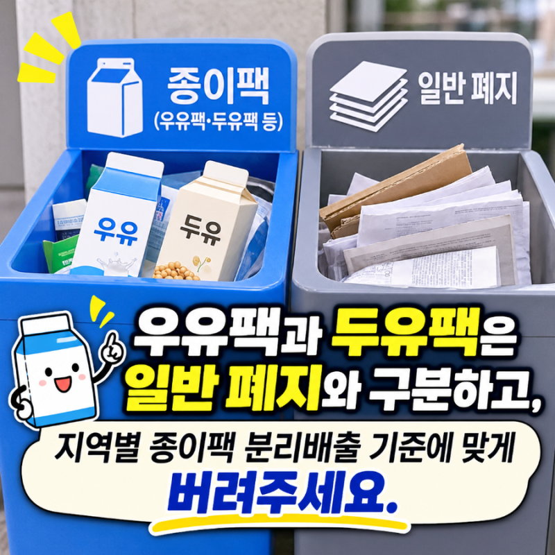 우유팩 두유팩 버리는 법｜일반팩·멸균팩 차이와 종이팩 전용 수거함 찾기