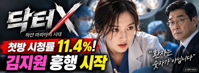 닥터X 첫방 시청률 11.4% 대박! 김지원 미친 존재감, 손현주와 정면충돌한 1회 소름 돋는 이유