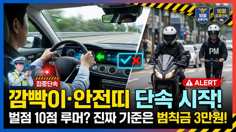 10월 깜빡이·안전띠 집중단속 시작, '벌점 10점' 진짜일까? 팩트체크 총정리