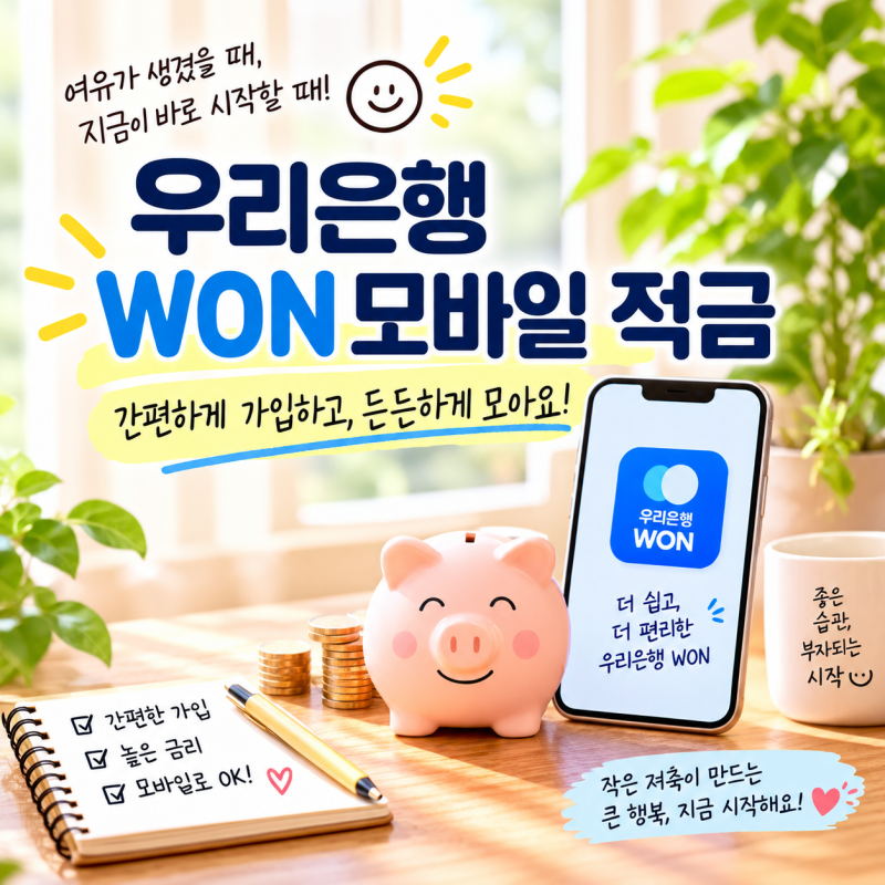 여유 자금이 생겨 시작한 저축, 우리은행 WON 모바일 적금 알아보기