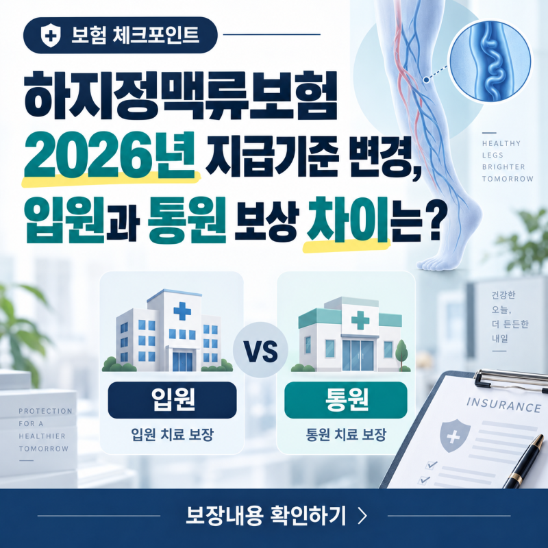 하지정맥류보험 2026년 지급기준 변경, 입원과 통원 보상 차이는?
