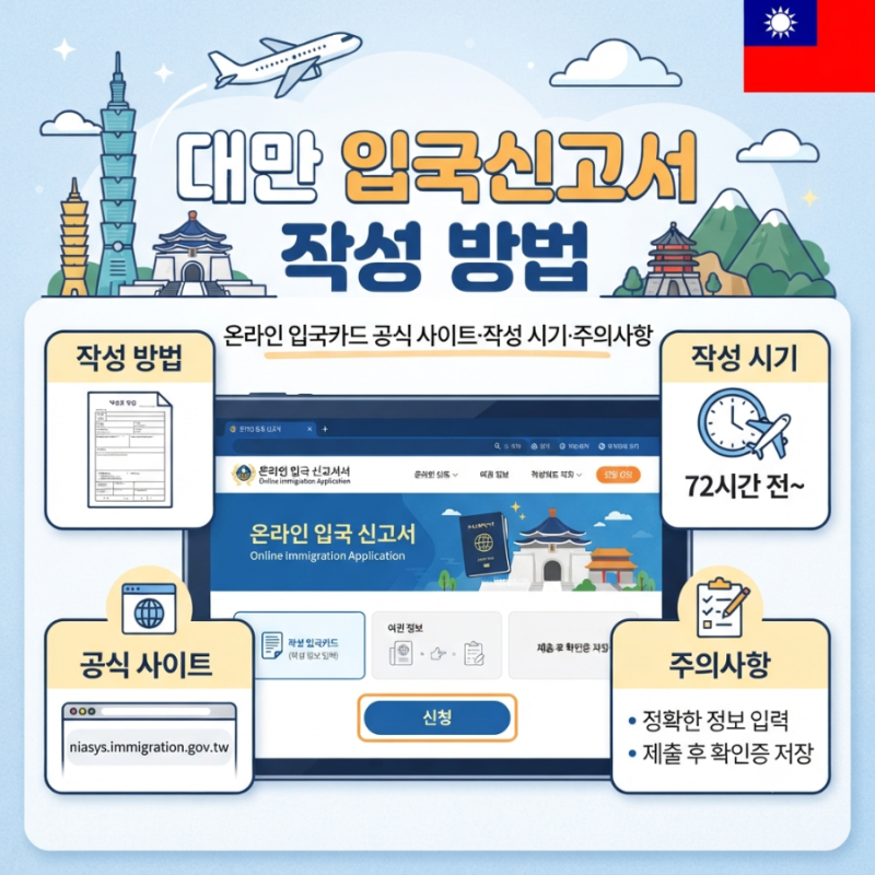 대만 입국신고서 작성 방법｜온라인 입국카드 공식 사이트·작성 시기·주의사항