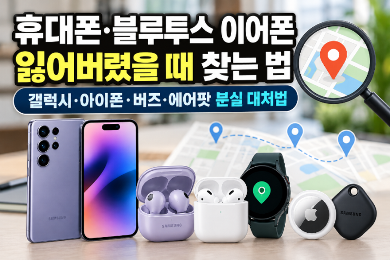 휴대폰·블루투스 이어폰 잃어버렸을 때 찾는 법｜갤럭시·아이폰·버즈·에어팟 분실 대처법