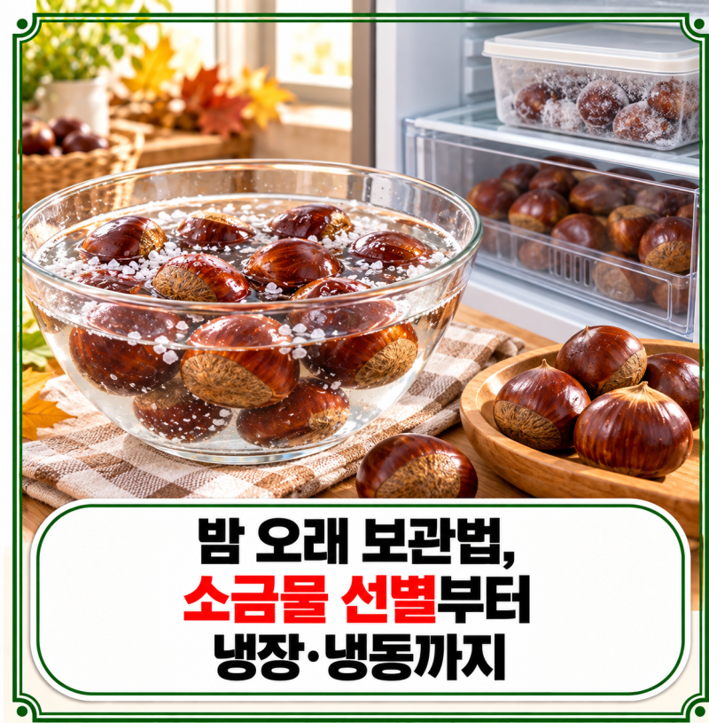밤 오래 보관법, 소금물 선별부터 냉장·냉동까지