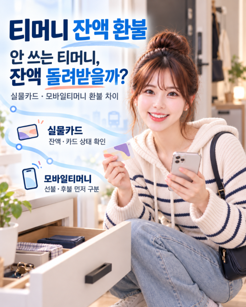 티머니 교통카드 안 쓸 때 잔액 어떻게 돌려받을까? 실물카드·모바일티머니 환불 차이
