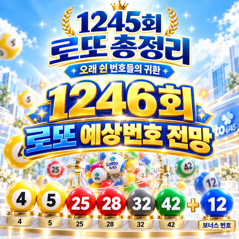 1246회 로또 예상번호 전망: 1245회 로또 당첨번호 분석 결과 5주 출현번호 3개 이상 나올까? 후....