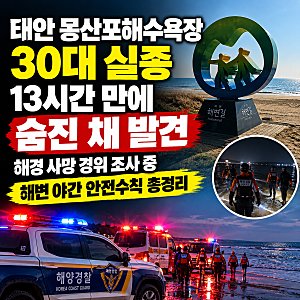 태안 몽산포해수욕장 30대 실종 13시간 만에 숨진 채 발견…해경 사망 경위 조사 중, 해변 야....