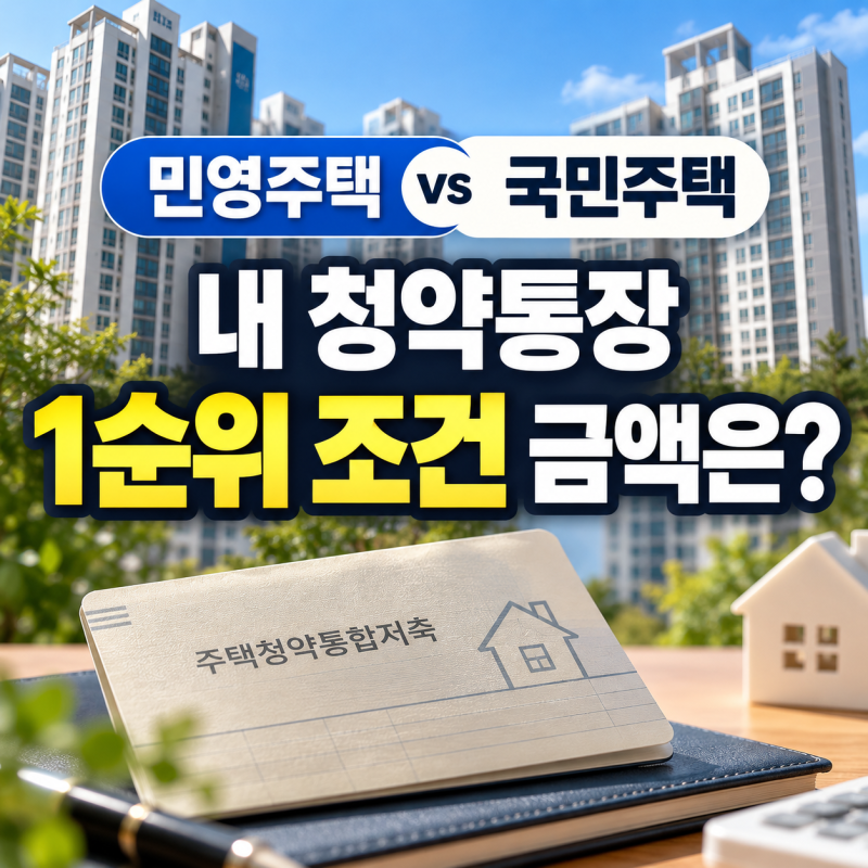 민영주택 vs 국민주택, 내 청약통장 1순위 조건 금액은 도대체 얼마?