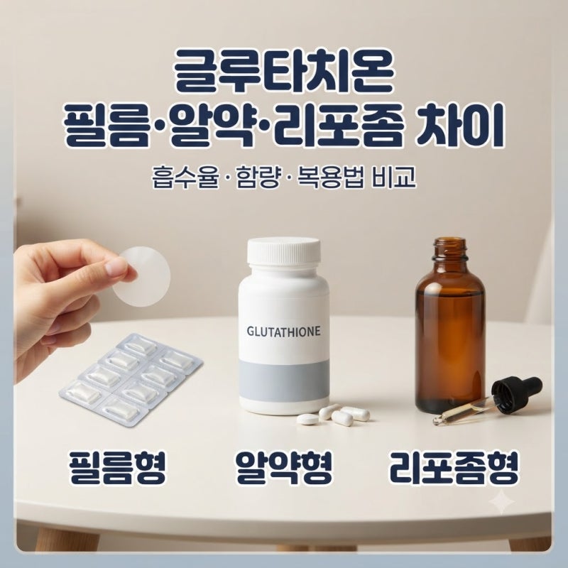 글루타치온 필름·알약·리포좀 차이｜흡수율과 복용법 비교