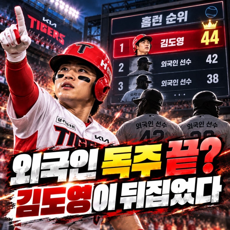 “노시환 이후 3년 만이라고?”… 김도영 44홈런, 토종 홈런왕 탄생할까