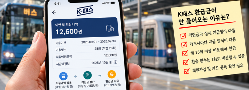 K 패스 환급금이 안 들어오는 이유, 지급일과 환급내역 확인 방법