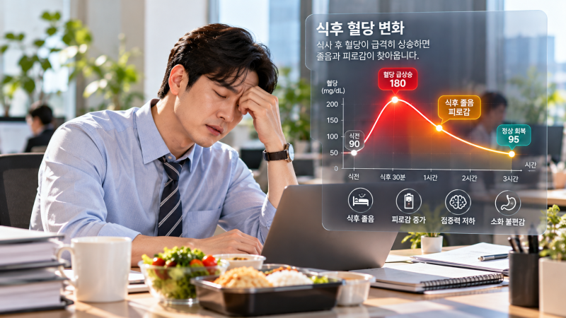 식후 30분 졸음의 원인 '혈당 스파이크', 당뇨 위험 낮추는 식단 구성 공식