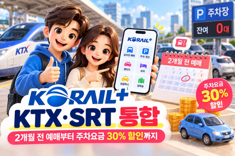 코레일+ 앱 사용법｜KTX·SRT 통합, 2개월 전 예매부터 주차요금 30% 할인까지