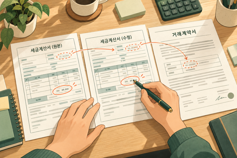 부가세 신고 전 수정세금계산서 판단 체크