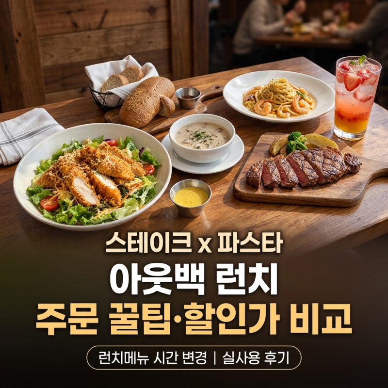 아웃백 런치메뉴 시간 변경과 주문 꿀팁, 할인가 비교