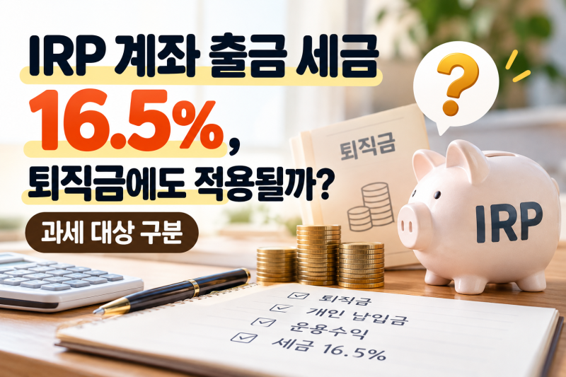 IRP 계좌 출금 세금 16.5%, 퇴직금에도 적용될까? 과세 대상 구분