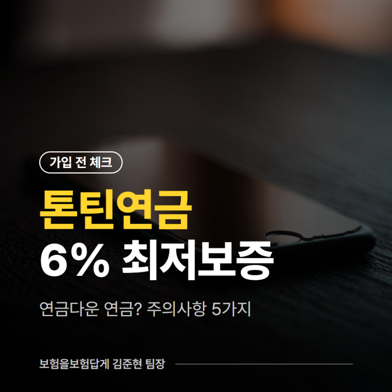 연금다운 연금 연복리 6% 최저보증 톤틴연금 주의사항 5가지