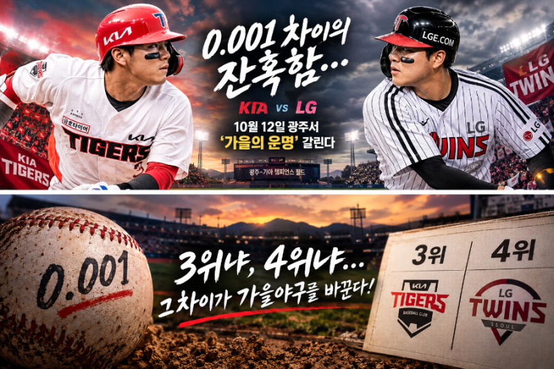 [기자수첩] 0.001 차이의 잔혹함… KIA와 LG, 10월 12일 광주서 ‘가을의 운명’ 갈린다