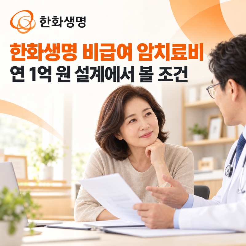 한화생명 비급여 암치료비, 연 1억 원 설계에서 볼 조건