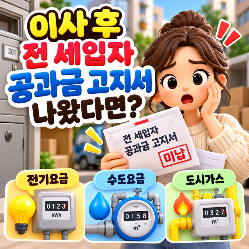 이사 후 전 세입자 공과금 고지서 나왔을 때 해결 방법 (전기·수도·가스 명의변경)
