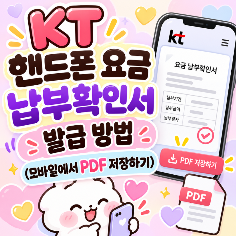 KT 핸드폰 요금 납부확인서 발급 방법 (모바일에서 PDF 저장하기)