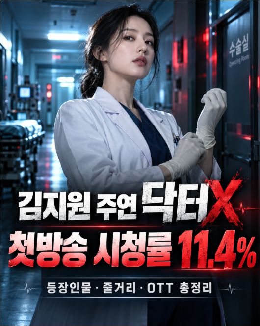 김지원 '닥터X' 첫 방송 시청률 11.4% 대박!｜등장인물·1회 줄거리·일본 원작 차이·넷플릭스 O....