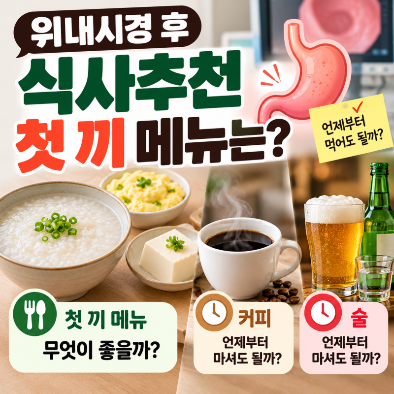 위내시경 후 식사추천, 첫 끼 메뉴와 커피 술 섭취 시기