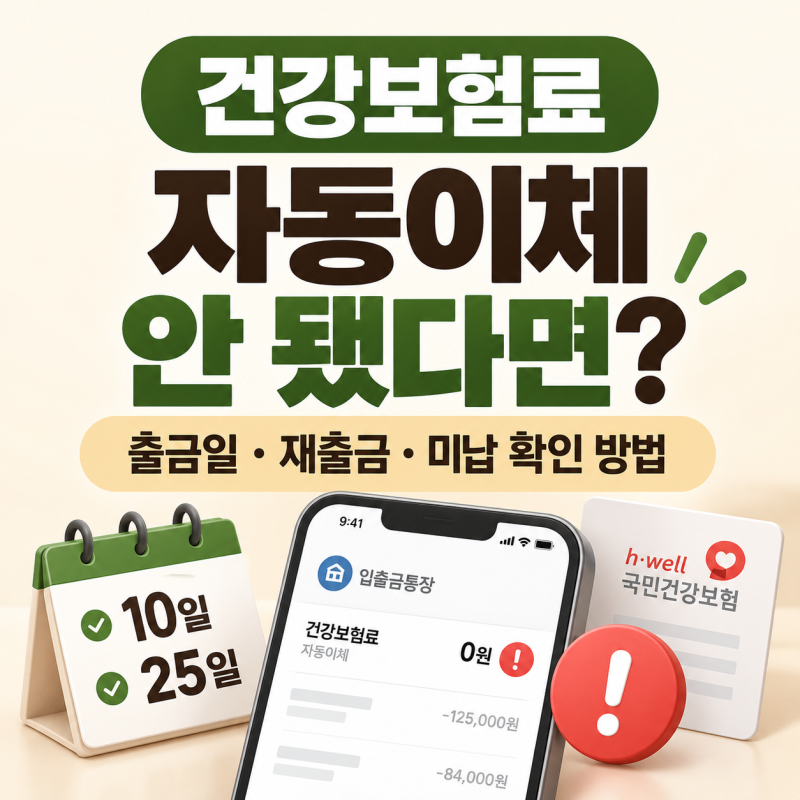 건강보험료 자동이체 안 됐다면?｜출금일·재출금·미납 확인 방법 (2026 최신)