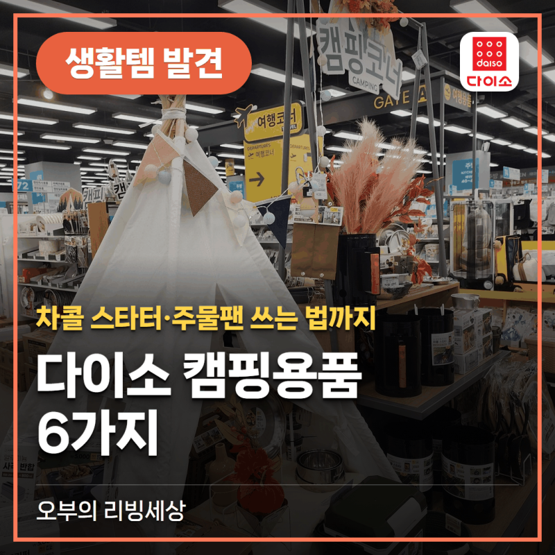 다이소 캠핑용품 6가지 (차콜스타터·주물팬·접이식 삽·도마)