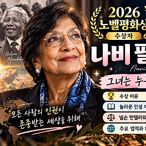 2026 노벨평화상 수상자 나비 필라이는 누구?