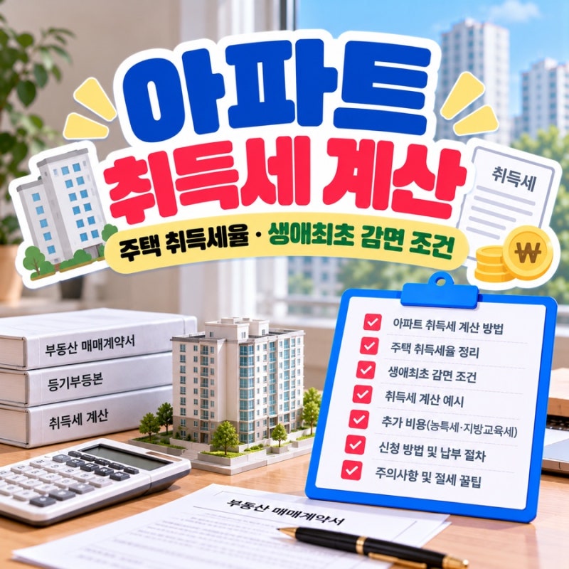 아파트 취득세 계산｜주택 취득세율·생애최초 감면 조건