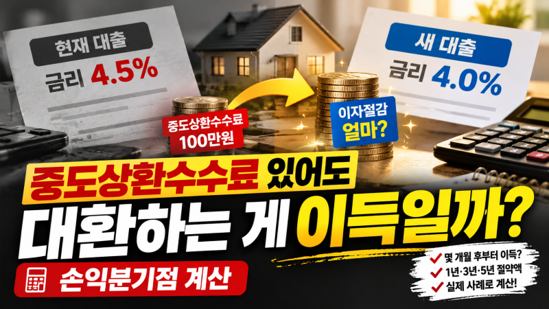중도상환수수료 있어도 대환할까?｜3억원 대출 손익분기점 계산
