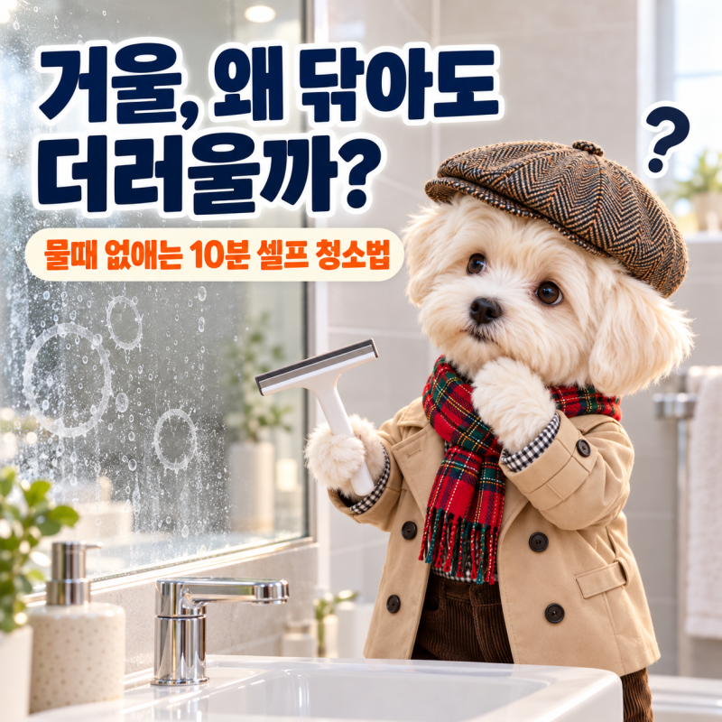 욕실 거울 물때 제거, 하얀 얼룩 없애는 10분 셀프 청소법