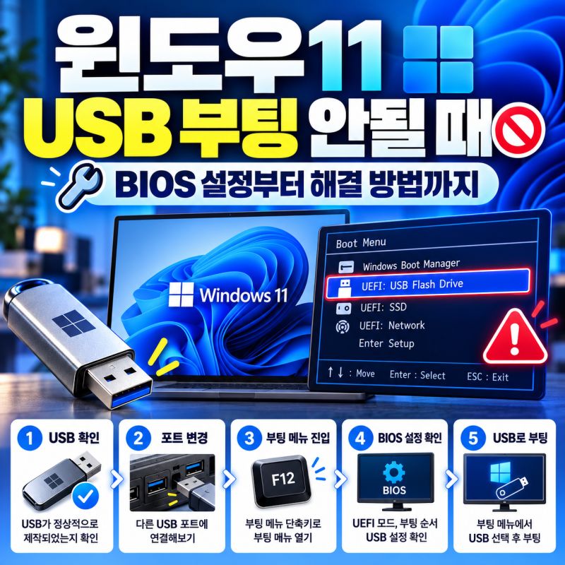 2026년 윈도우11 USB 부팅 안될 때 해결 방법｜BIOS 설정부터 부팅 순서 변경까지