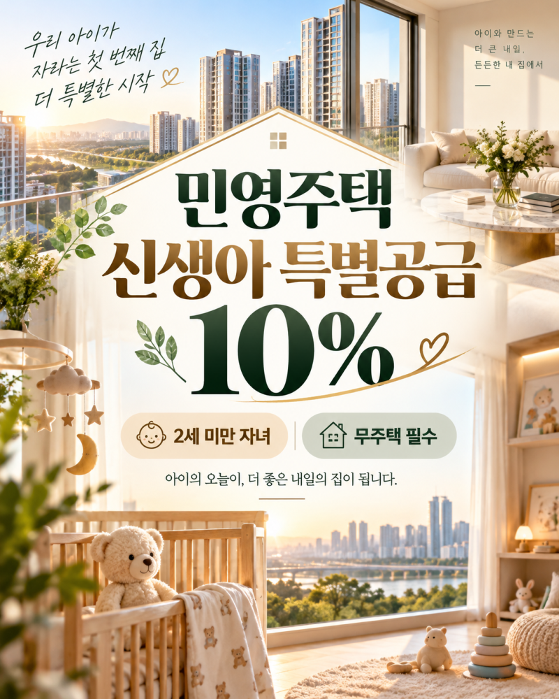 신생아 특별공급 아이 있으면 다 될까? 민영주택 10% 신설·청약조건 확인