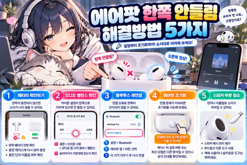 에어팟 한쪽 안들림 해결방법 5가지, 초기화해도 소리가 안 난다면?