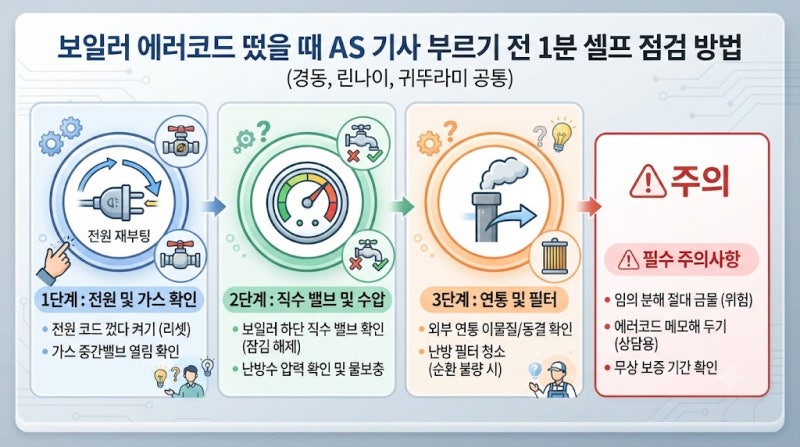보일러 에러코드 떴을 때 AS 기사 부르기 전 1분 셀프 점검 방법 (경동, 린나이, 귀뚜라미 공통....