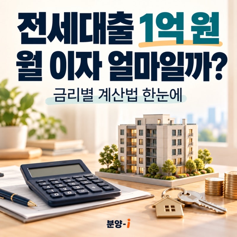 전세대출 1억 원 이자 얼마? 금리 2~6% 월 이자 계산표