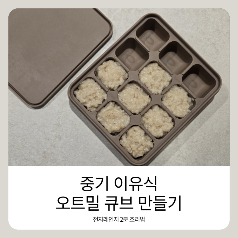 중기 이유식 오트밀 큐브 만들기 | 플라하반 퀵오트 5배죽 전자레인지 조리 및 넘침 방지 팁(7....