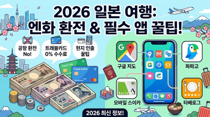 일본 여행 꿀팁 모음: 엔화 환전 노하우와 필수 추천 앱 4가지