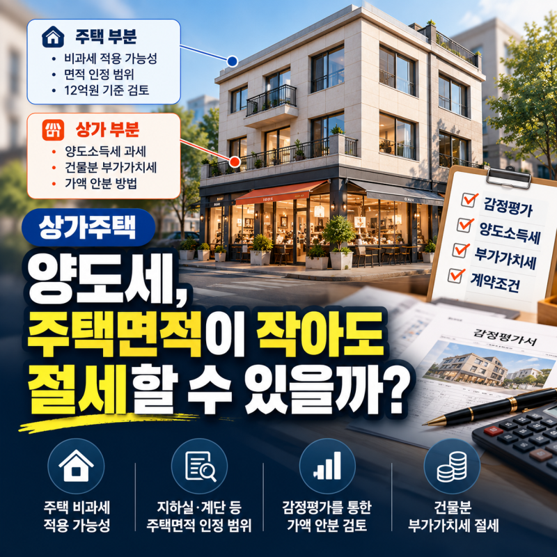 부산 상가주택 양도세 | 주택면적이 상가보다 작아도 절세할 수 있을까? 감정평가와 부가세....
