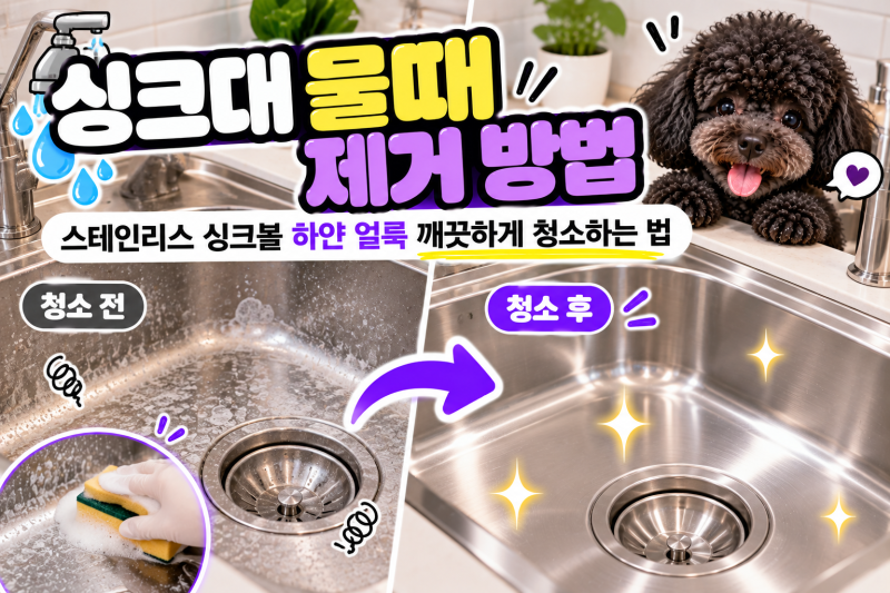 싱크대 물때 제거 방법｜스테인리스 싱크볼 하얀 얼룩 깨끗하게 청소하는 법