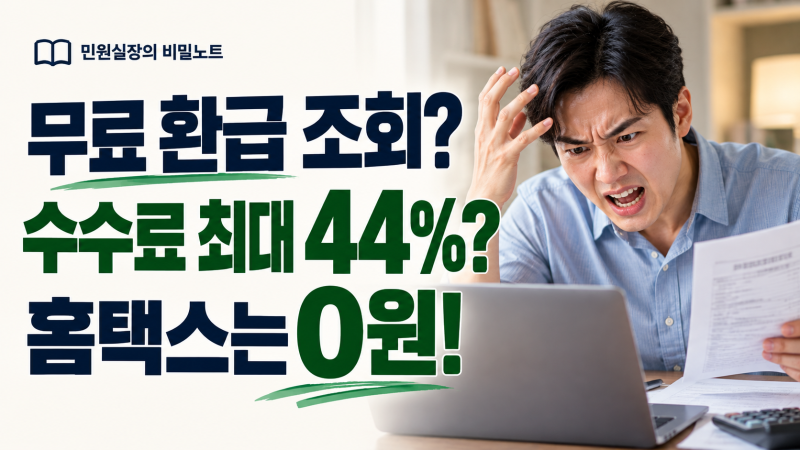 무료 세금환급 조회라더니 수수료 최대 44%? 홈택스는 0원입니다