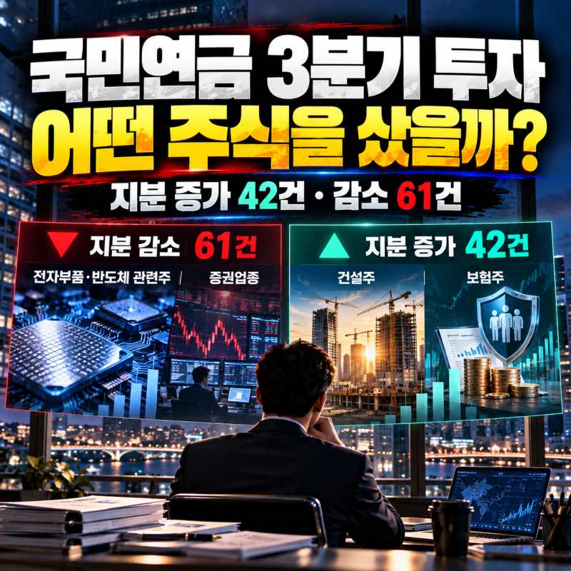 국민연금 3분기 매매 종목 총정리, 반도체·증권 팔고 건설·보험 샀다? 지분 변동 118건 분석