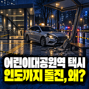서울 광진구 어린이대공원역 택시 인도 돌진…40대 남편 사망·아내 부상, 졸음운전 진술