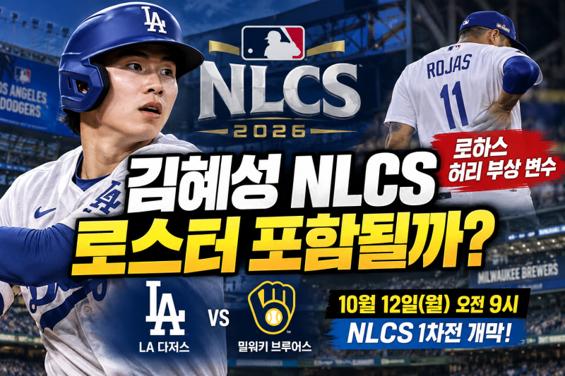 김혜성 NLCS 로스터 포함될까? 로하스 허리 부상 변수｜다저스 밀워키 경기 일정·관전 포인트