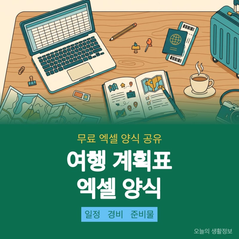 [생활꿀팁] 여행 계획표 양식 엑셀 무료 공유 | 일정·경비·준비물 29개 한 번에